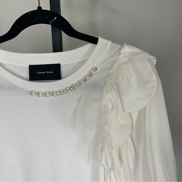 Simone Rocha NWOT M White Blouse with Ruffle Details - Picture 3 of 13